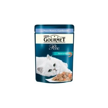 Gourmet Gatto Perle con Pesce Bianco e Gamberetti 85gr