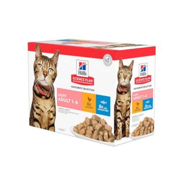 Hill's Science Plan Feline Adult Light Multipack 12 x 85 gr Pollo e Pesce