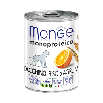 Monge Dog Superpremium Monoproteico con Tacchino, Riso e Agrumi