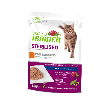 Trainer Natural Gatto Sterilised Tacchino Busta 85gr