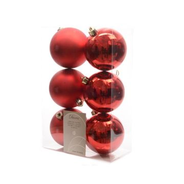 KAEMINGK - 6 Sfere Albero di Natale 80mm Rosso