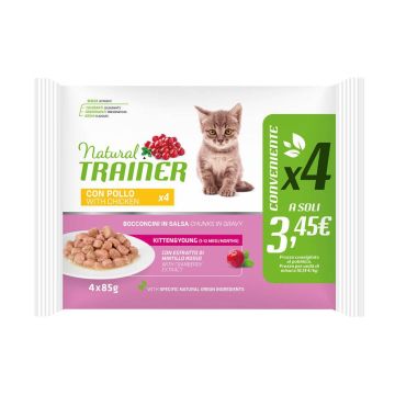 Natural Trainer Cat Pack Kitt & Young Chicken 85 gr X 4