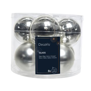 KAEMINGK - 8 palline di Natale silver 7cm