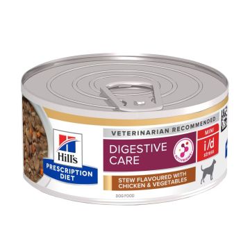 Hill's Prescription Diet Cane I/D Stress Mini Con Spezzatino Di Pollo E Verdure Da 156 Gr In Lattina