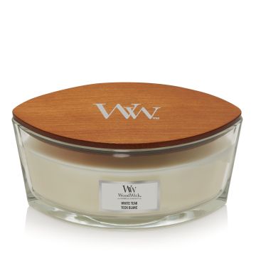 Woodwick Candela Ellipse Jar White Teak