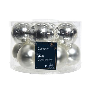 KAEMINGK - 12 palline in vetro silver diametro 5cm