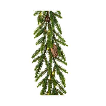Ghirlanda sottile BO prelit diametro 10.00-L180.00-H6.00cm-50L colore verde/bianco.