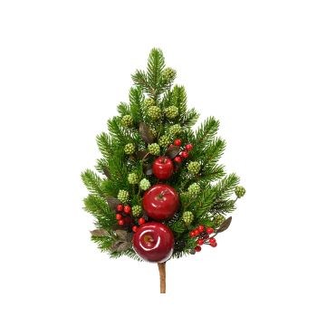 Ramo di melo decorativo diametro 20,00-L10,00-H50,00cm colore verde/rosso.