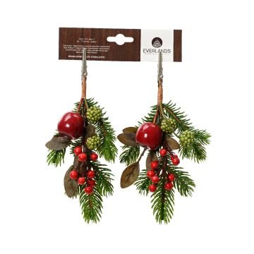 Clip decorativa per mela natalizia diametro 15.00-H22.00cm colore verde/rosso.