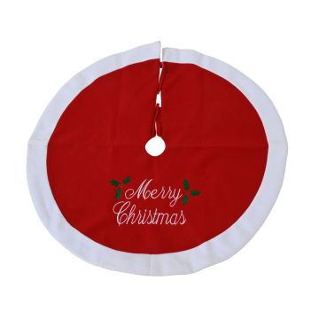 Gonna per albero in poliestere del diametro 90,00cm, alto 0,50cm. Colore rosso/bianco.