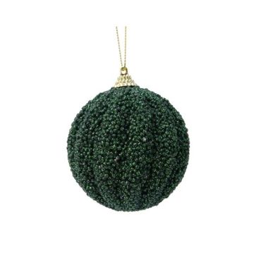 Pallina di schiuma glitterata dal diamero di 8,00cm. Color  verde pino.
