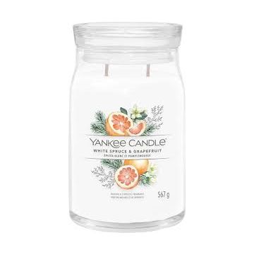 Yankee Candle Signature Giara Grande White spruce and Grapefruit.